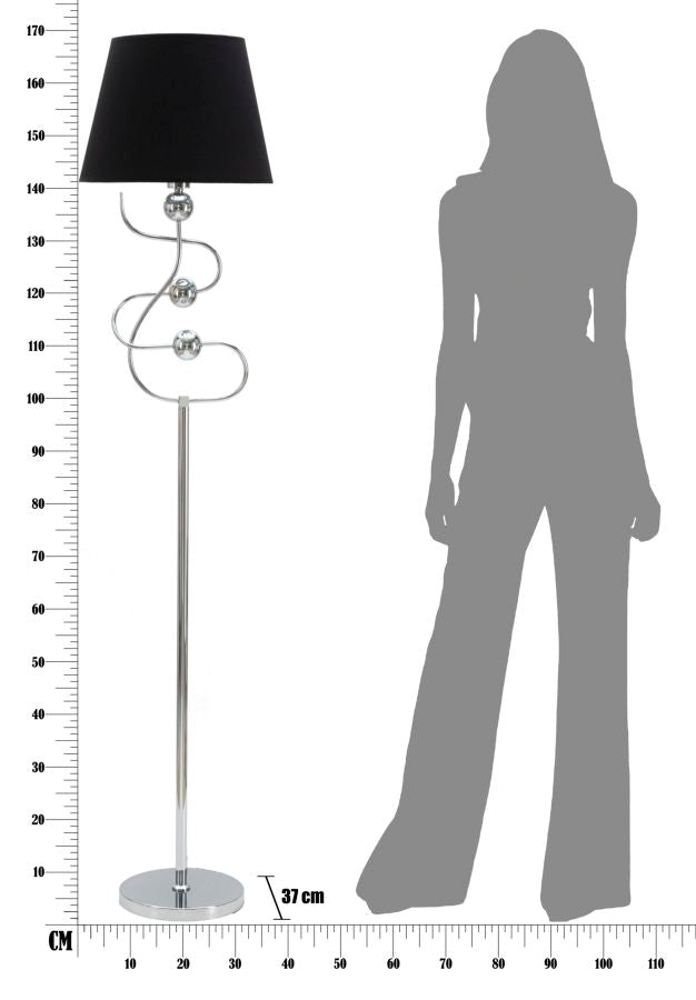 Lampada da Terra Argento Ball Ø37x169 cm in Ferro PVC e Tessuto Argento e Nero-8