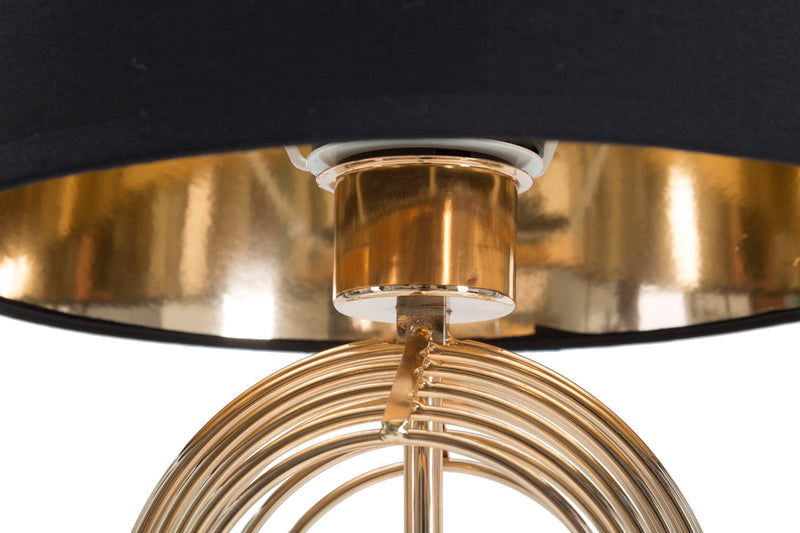 Lampada da Tavolo Maxt Ø24x44 cm in Ferro Carta e Tessuto Oro e Nero-4