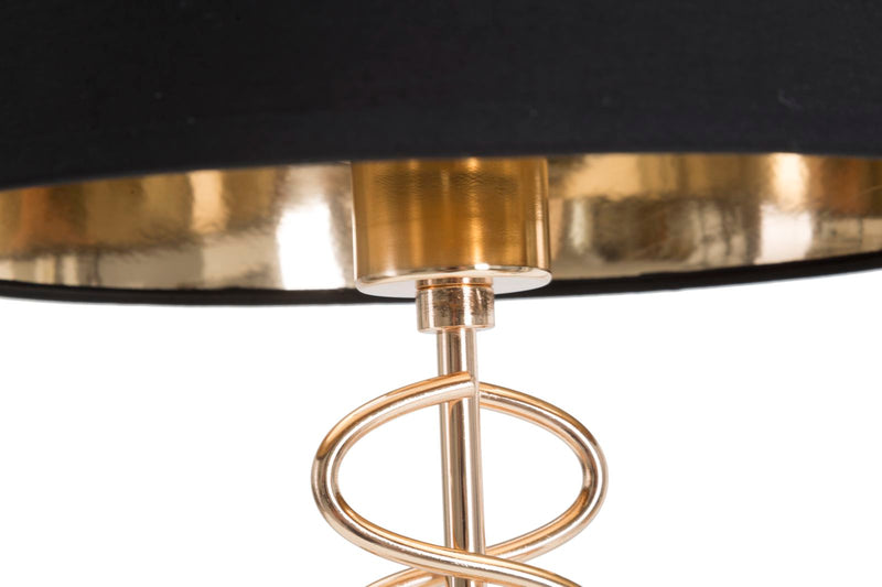 Lampada da Tavolo x Ø28x49 cm in Ferro Carta e Tessuto Oro e Nero-4