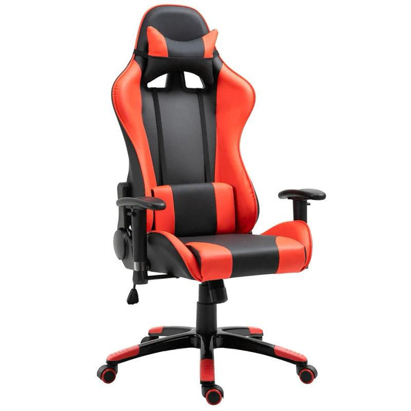 Kunstleder-Gaming-Stuhl mit Nacken-Lendenwirbelstütze Schwarz und Rot acquista