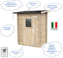 Casetta Box da Giardino per Attrezzi 146x98 cm con Porta Finestrata in Legno Naturale-4