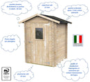 Casetta Box da Giardino per Attrezzi 146x146 cm con Porta Finestrata in Legno Naturale-4