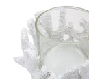 Portacandele Corallo Ø12,5x9 cm in Resina e Vetro Bianco-5