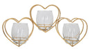 Portacandele Heart 37,5x9x19 cm in Ferro e Vetro Oro-1