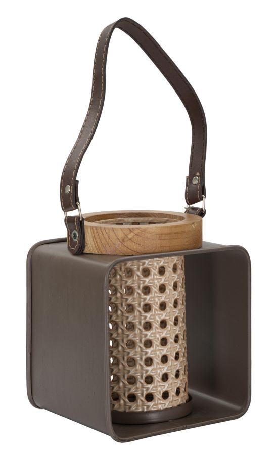 sconto Retro-Laterne 16x13x20 cm aus Metall und Holz