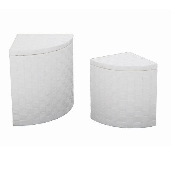 acquista Set mit 2 Eck-Wäschekörben aus weißem Papier mit Futter