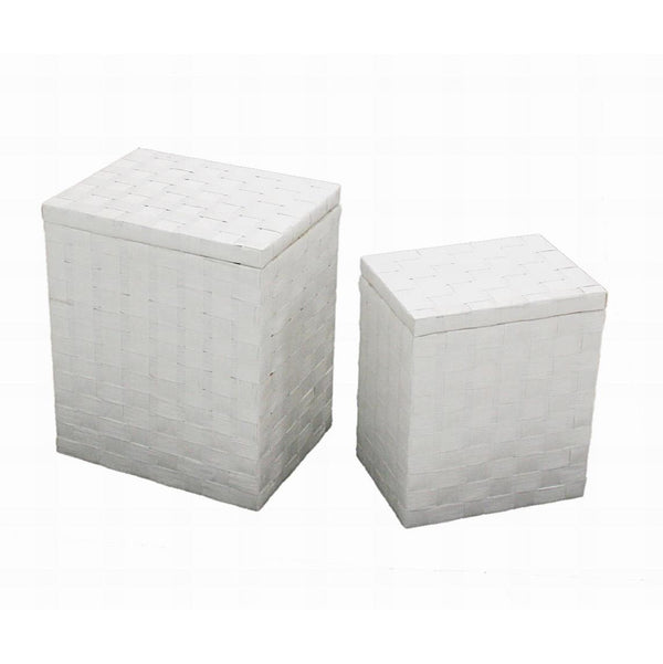 Set mit 2 Wäschekörben aus weißem Papier mit rechteckiger Auskleidung acquista