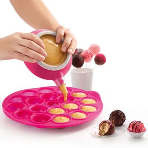 online Backform für Cake Pops 18 Portionen mit Pink Lekue Zahnstochern 