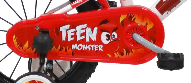 Bicicletta per Bambino 14" 2 Freni  Teen Monster Bianca/Rossa-6
