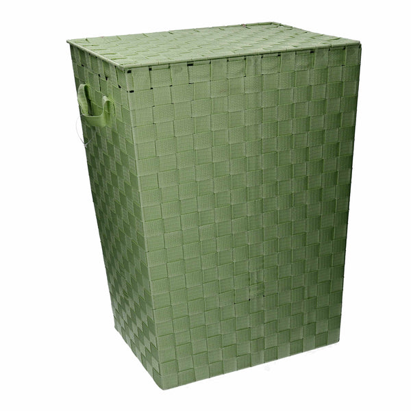 prezzo Rechteckiger hellgrüner Wäschekorb aus Polyester 40x30xh53 cm