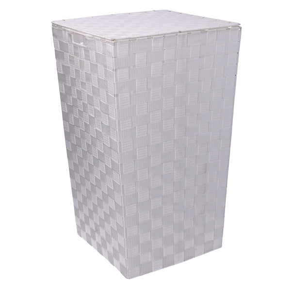 Set mit 3 quadratischen Wäschekörben aus weißem Polyester, 33 x 33 x 53 cm prezzo