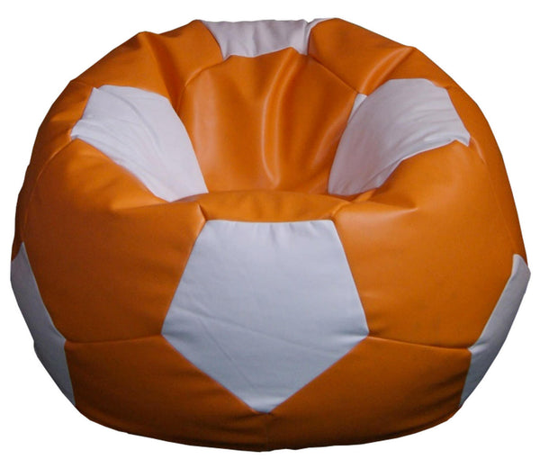 acquista Bean Bag Hocker Ø100 cm aus Baselli Kunstleder Orange und Weißer Fußball