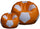 Bean Bag Hocker Ø100 cm aus Kunstleder mit Fußstütze Baselli Orange und weißer Fußball