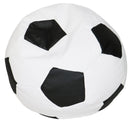 Poltrona a Sacco Pouf Ø100 cm in Similpelle Baselli Pallone da Calcio Bianco e Nero-4