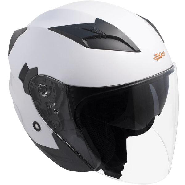 sconto Demi-Jet Scooter Helm mit langem Visier Ska-P 1 PH Bolt White Metal