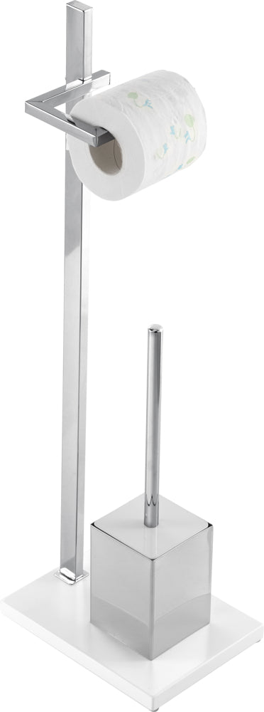 Stehender Toilettenpapierhalter Weiß Chrom online