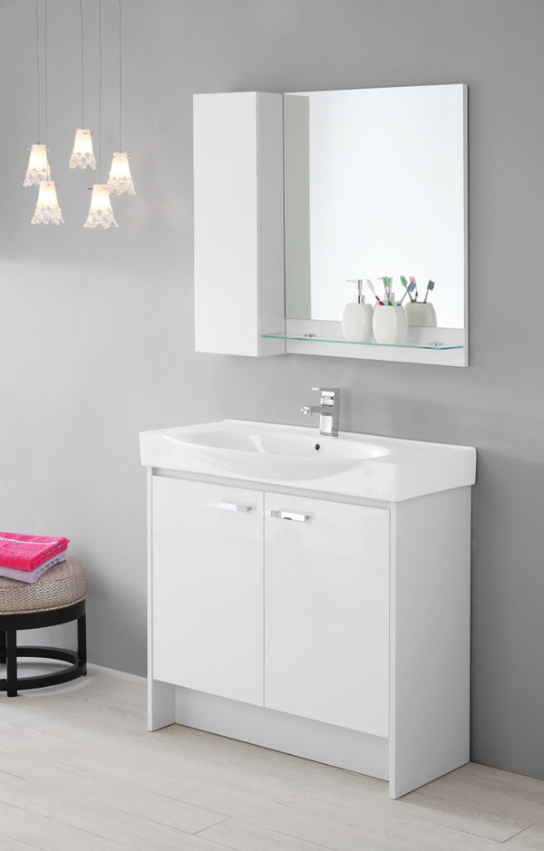 Badezimmermöbel Badezimmer Zusammensetzung 90 cm Special 90 weiß lackiert sconto