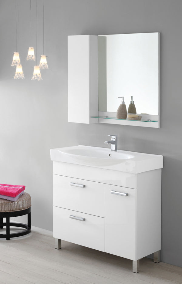 Badezimmermöbel Badezimmer Zusammensetzung 90 cm Issimo 90 Weiß lackiert sconto