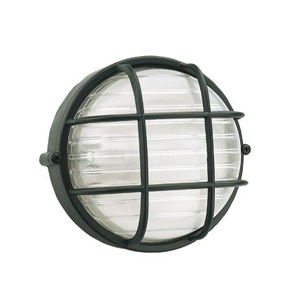Lampada Plafoniera Tonda Piccola con Gabbia Colore Nero per Esterno Linea Industriale Sovil-1