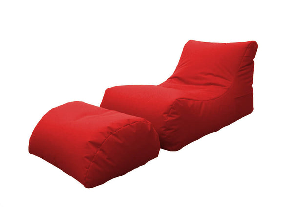 Pouf Chaiselongue Sessel mit Fußstütze aus rotem Polyester Avalli sconto