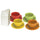 Set mit 4 farbigen Tassen und Untertassen mit weißem Kaleidos-Steinzeug-Milchkännchen