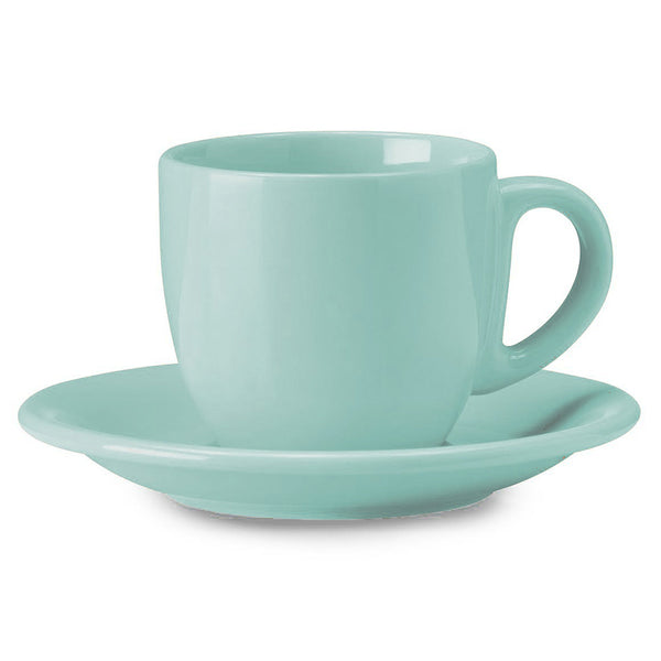 Cappuccino-Teetasse mit blauer Kaleidos-Steinzeugplatte acquista