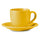 Cappuccino-Teetasse mit gelbem Kaleidos-Steingutteller