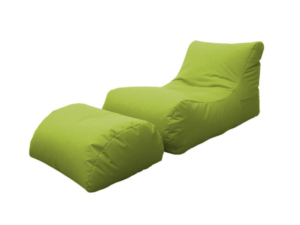 Sessel Pouf Chaiselongue mit Fußstütze aus grünem Avalli-Polyester prezzo