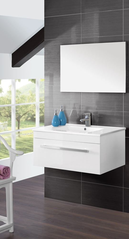 Mobile da Bagno Sospeso Bianco Composizione in Mdf 80Cm-1