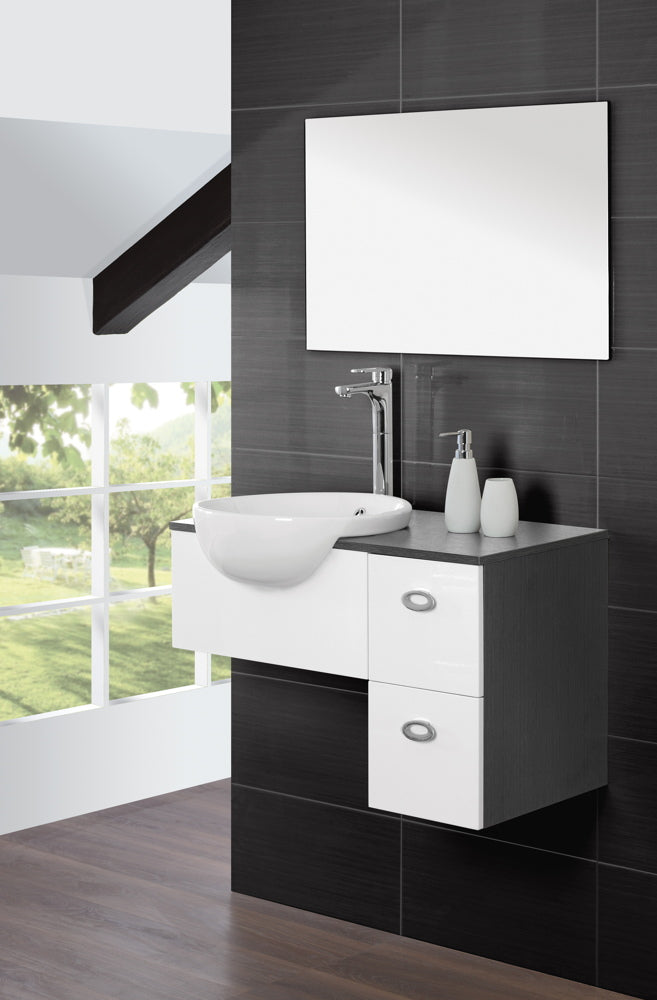 Mobile da Bagno Sospeso Grigio e Bianco Composizione 80Cm-1
