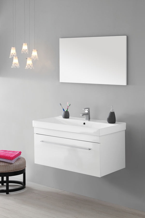 acquista Weiß lackierter hängender Badezimmerschrank aus MDF 90 cm