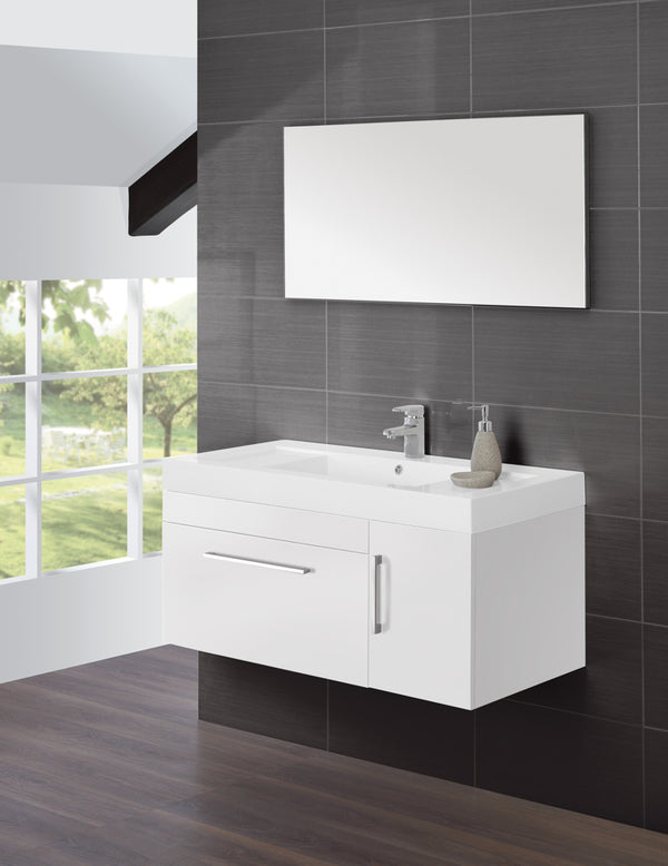 Weiß lackierter hängender Badezimmerschrank, Zusammensetzung 100 cm online