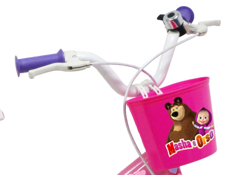 Bicicletta per Bambina 16" 2 Freni  Masha e Orso Rosa-4