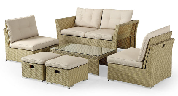 prezzo Rattan Garten Lounge Set Sofa 2 Sessel 2 Hocker und Couchtisch Kraus Tintoretto