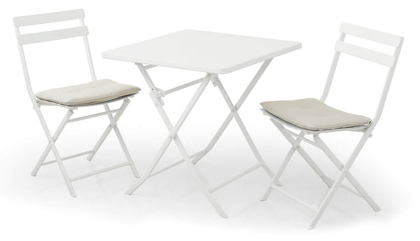 Set aus Couchtisch und 2 klappbaren Gartenstühlen aus Kraus Tiziano White Steel sconto
