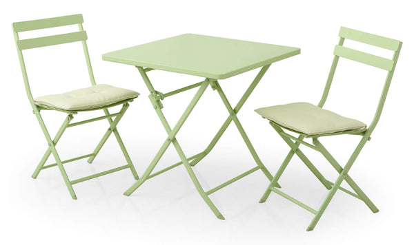 online Set aus Couchtisch und 2 klappbaren Gartenstühlen aus Kraus Tiziano Green Steel