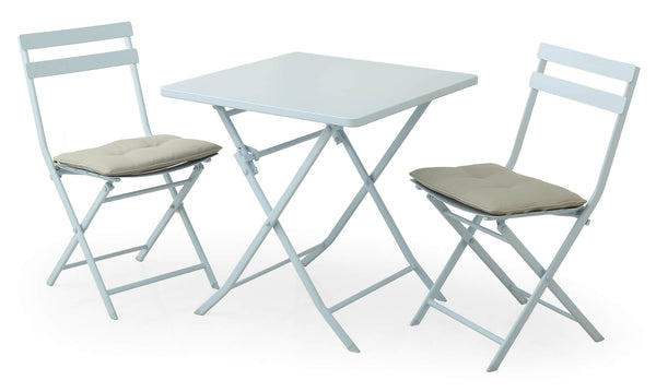 Set aus Couchtisch und 2 klappbaren Gartenstühlen aus hellblauem Kraus Tiziano Stahl online