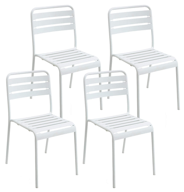 prezzo Set aus 4 weißen Kraus Brunelleschi Gartenstühlen aus Stahl