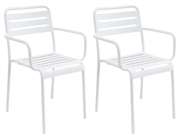 Set aus 2 Kraus Brunelleschi Gartenstühlen aus weißem Stahl mit Armlehnen prezzo