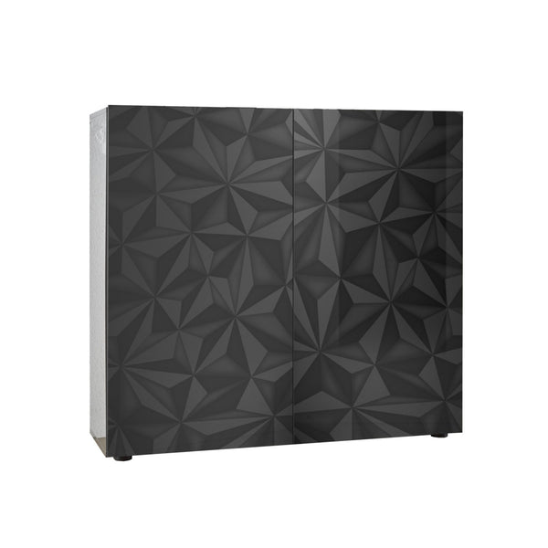 acquista Sideboard mit 2 Türen 120 x 42 x 110 cm aus poliertem schwarzem Prager TFT-Holz