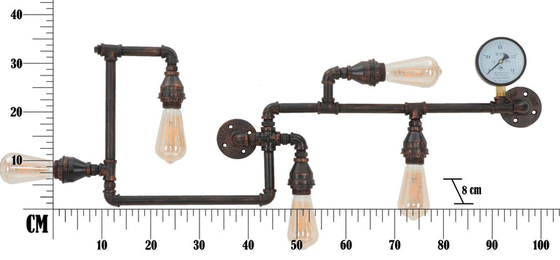Lampada da Muro Manhattan 5 Luci 100x8x34 cm in Ferro-9
