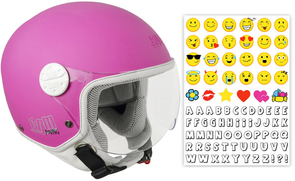 acquista Demi-Jet-Helm für Kinder CGM Havana Smile 205S Opaque Fuchsia Shaped Visier