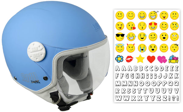 Demi-Jet-Helm für Kinder CGM Havana Smile 205S Undurchsichtiges hellblaues konturiertes Visier prezzo