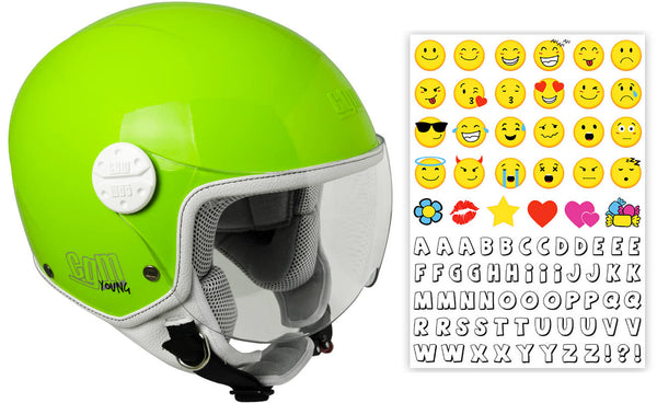 online Demi-Jet-Helm für Kinder CGM Havana Smile 205S Grünes konturiertes Visier