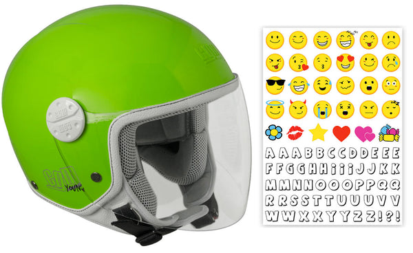 Demi-Jet-Helm für Kinder CGM Varadero Smile 206S Grünes langes Visier sconto