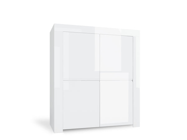 sconto Hochschrank 4 Türen und 4 Einlegeböden 118,5 x 50 x 140 cm TFT Amber Glossy White
