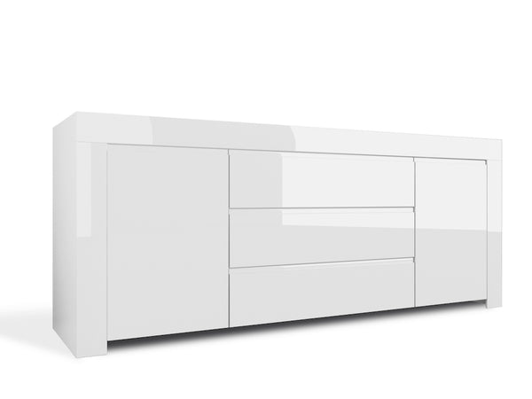 Sideboard Wohnzimmermöbel 2 Türen und 3 Schubladen 190x50x82cm TFT Amber Glänzend Weiß online