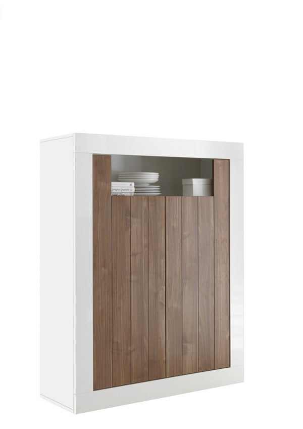 Buffetschrank 2 Türen 110x42x144 cm in Lipari Weiß TFT Holz und Nussbaum prezzo