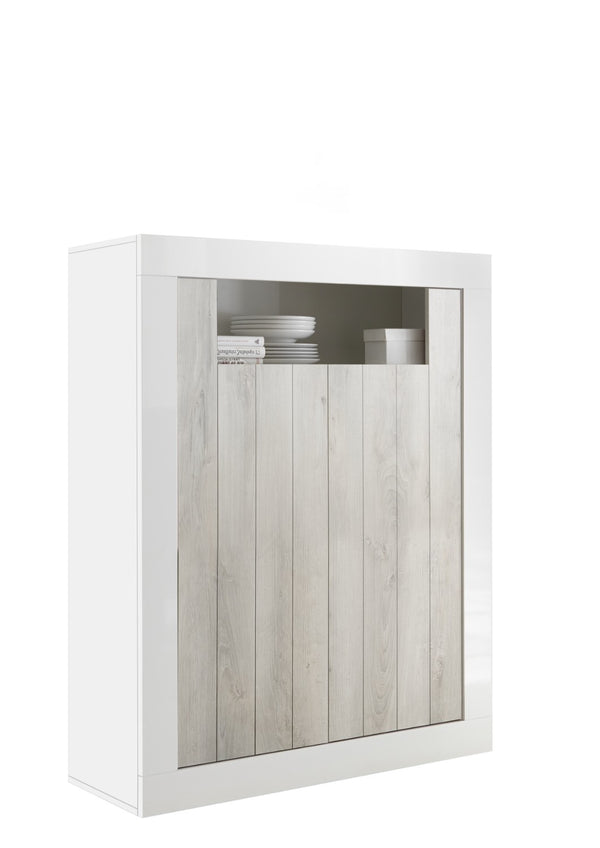 Buffetschrank 2 Türen 110 x 42 x 144 cm in Lipari Weiß TFT Holz und Kiefer acquista