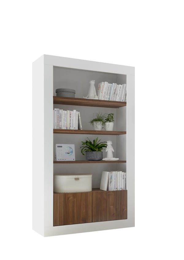 Bücherregal Sideboard 2 Türen 4 Regale 110x42x191 cm TFT Lipari Weiß und Nussbaum online